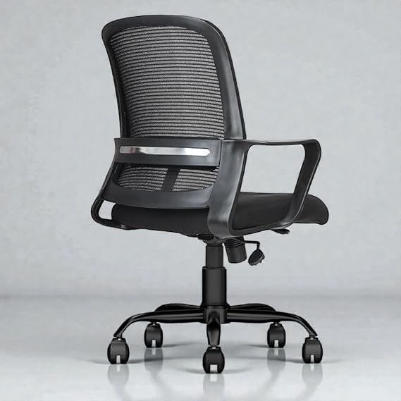 Image of Ergonomic Office Chair with Breathable Mesh Back | Adjustable Height, Padded Seat, Lumbar Support, 360 Swivel, Smooth Rolling Casters, Modern Computer Desk Chair for Home & Office (Black)