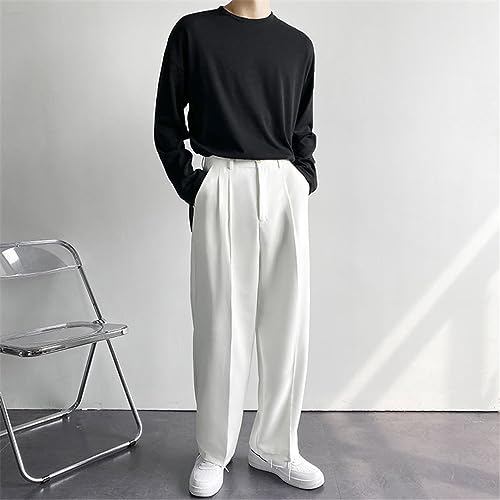 Men's Solid Wide Leg Suit Pants Casual Fashion Baggy Trousers4