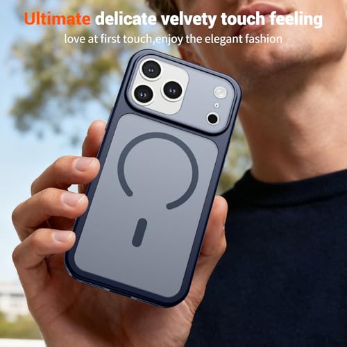 Image of SUPFINE Magnetic for iPhone 17 Pro Max Case Navy Blue | (Compatible with MagSafe)(Military Grade Drop Protection)(Camera Protection)Translucent Matte Phone Cover