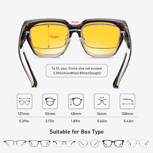 Image of HAOLOTA Night Vision Driving Glasses Fit Over Glasses