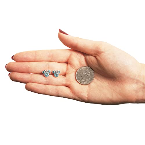 Disney Womens Minnie Mouse December Birthstone Stud Earrings - Minnie Mouse Jewelry - Stud Earrings For Women (December-Light Sapphire Crystal) #TOP4