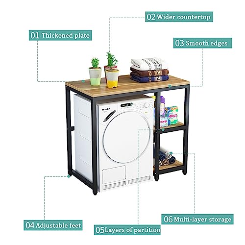 Support de rangement en bois pour machine à laver autonome et compact - 3