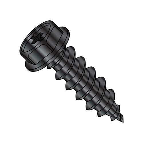 8-18X1/2 Phillips Ind Hex Washer Self Tapping Screw Type A B Full Thread Black Oxide (Pack Qty 10,000) BC-0808ABPWB by Shorpioen