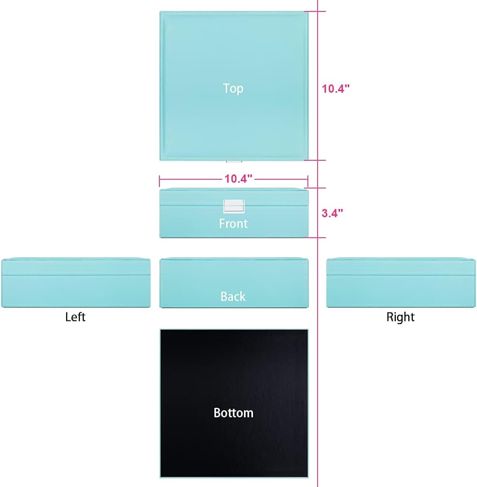 Large PU Leather Jewelry Box 2 Layers Combined Storage Case with Buckle