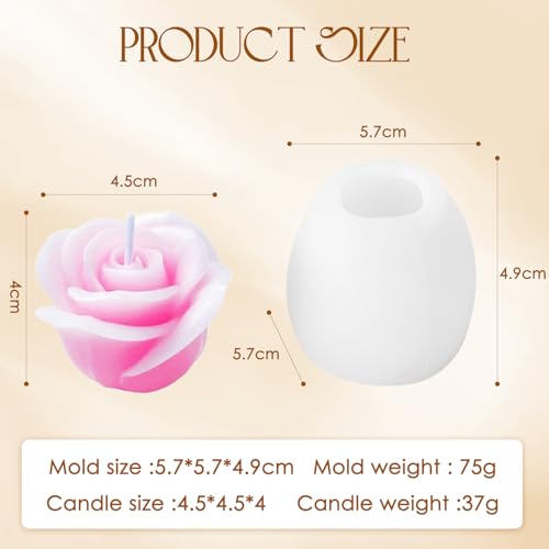 Image of Tecokart 3D Rose Flower Silicone Mold for Candle, Soap, Jelly, Chocolate, and Resin Crafts - Ideal for DIY Projects and Valentine's Day Gifts