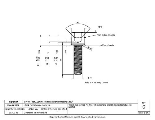 Allied Titanium 0016890, (Pack Of 4) M10-1.5 Pitch X 35Mm Socket Head Machine Screw, Grade 5 (Ti-6Al-4V) #TOP3
