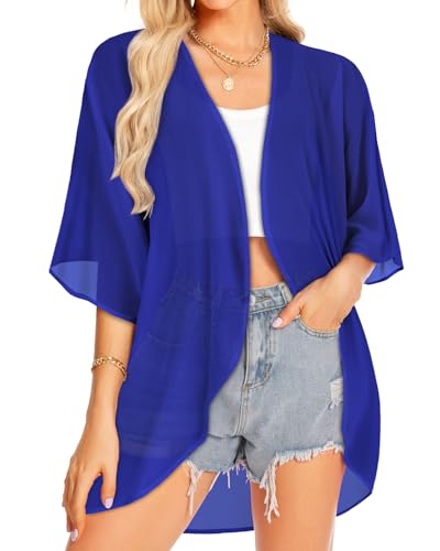 Image of Women Kimono Cardigans Casual Summer Tops Cover up Open Front Floral Print Resort Wear 2026