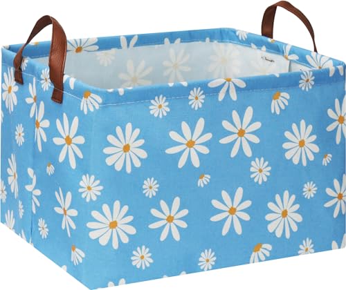 Image of NTAOHAMPER Rectangular Daisy Storage Basket,Collapsible Gift Basket with Handles,Books Box, Room Decor(Daisy)