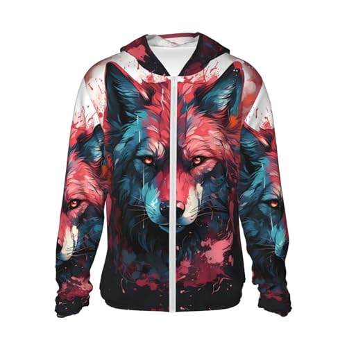 Design funzionale: questa giacca leggera Red Flame Wolf Head per donna e uomo ha una cerniera frontale per un facile utilizzo e rimozione. Il cappuccio regolabile, i polsini e l'orlo elastici offrono maggiore praticità, rendendolo adatto come giacca antivento da donna o felpa con cappuccio da uomo