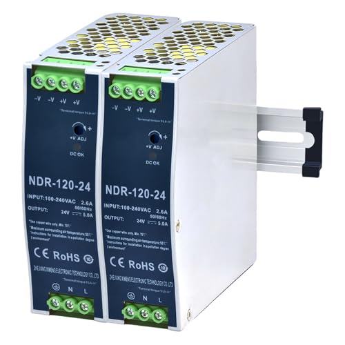 Image of 24VDC Power Supply NDR 120W DIN Rail Power Supply Switch Switching Converter DC (Input 100-240VAC Output 24VDC 50 /60HZ 24V 5A 2 PCS)