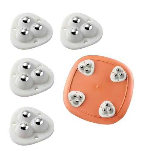 Image of Self-Adhesive Mini Caster Wheels for Furniture - 360 Swivel Sticky Wheels for Kitchen Appliances, Trash Cans, Storage Bins, Heavy-Duty Stainless Steel, Universal Fit (4 Pcs)