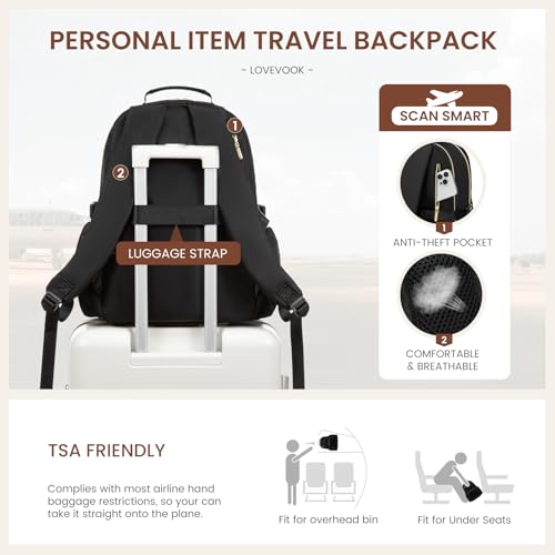 Image of LOVEVOOK Laptop Backpack for Women with Pouch Pocket for Large Capacity Cup,18 Inch Teacher Nurse College Work Backpack Purse,Waterproof Laptop Bag Computer Back Pack for Travel,Black+Wicker pattern