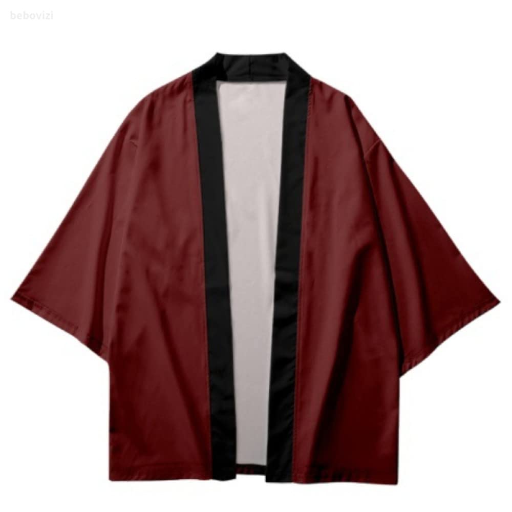 RGVV Kimono Japones Niña, Suelta, Ligera, Lisa, Playa, Kimono, Chaqueta, Burdeos, Rojo, Hawaiano, Aloha, Camisa, Rebeca, Unisex, Traje De Baño, Ropa De Playa, Para Mujeres, Hombres