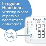 Beurer BC54 Moniteur de Tension Artérielle au Poignet avec Bluetooth, Détecteur de Battements Cardiaques Irréguliers, Indicateur de Risque, Grand Affichage Précis, et Étui de Voyage, Brassard au Poignet jusqu'à 120 Ensembles de Mémoire, Blanc