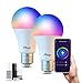 Alexa Glühbirnen E27 Smart Lampe, Fitop WLAN Lampe ,10 W =90W,App Steuern, Kompatibel mit Alexa Echo/Google Home, Mehrfarbige Dimmbare Warmweiß/Kaltesweiß licht Birne, kein Hub benötigt,2 Stück