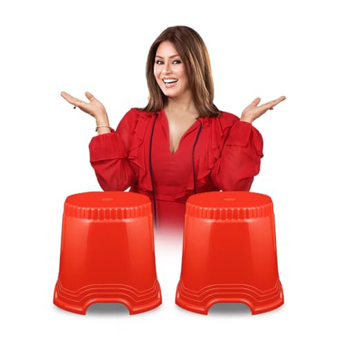 Image of MAHARAJA Neo Plastic Sitting Stool for Indoor Or Outdoor | Kitchen & Living Room (Red, Pack of 2 (14 inch))