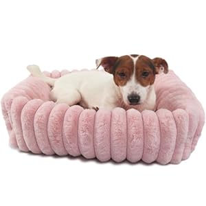 Cute Small Dog Beds for Small Dogs Girl and Cats Washable,Rectangle Cat Bed with Sides Orthopedic Soft Cozy Calming Sleeping Puppy Beds Pink Pet Cuddler Doggie Bed with Anti-Slip Bottom S(20″x19″x5″)