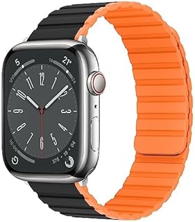 KEYSJEFF Pulseiras De Relógio Apple Compatíveis, 45mm 44mm 41mm 40mm, Pulseiras De Substituição Magnéticas De Silicone Confortáveis para IWatch Series SE 8 7 6 5 4 (#1,44/45mm)