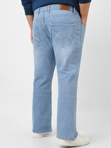 Image of Urbano Plus Men's Stretch Fit Mid Rise Washed Bootcut Jeans Stretchable