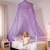 【Diseño iluminado】Este elegante dosel de cama está adornado con estrellas que brillan en la oscuridad, haciendo que tus niños se sientan cada noche en un maravilloso mundo de cuento de hadas. Los niños disfrutarán de la hora de dormir, se dormirán más rápido y ya no tendrán miedo a apagar la luz. (Las estrellas deben pegarse manualmente)