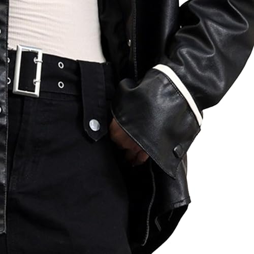 Veste bomber surdimensionnee similicuir retro Y2K fermeture zippee