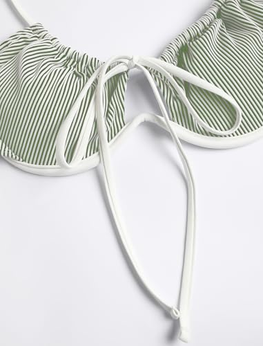 Image of ZAFUL Women High Cut Bikini Sets String Sexy Swimsuit Two Piece Underwire Bathing Suit Brazilian Cheeky Cut Out Cute Swimwear