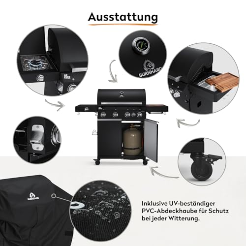 ideal für Terrasse oder Garten mit präziser Temperatursteuerung. (118 Zeichen) - Detailansicht von Der BURNHARD Gasgrill...