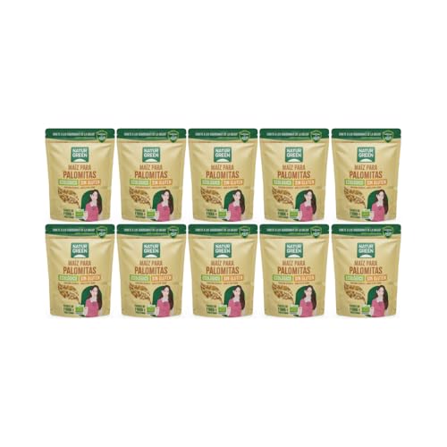 NaturGreen - Granos de Maíz para Palomitas Ecológicos, Pack 10 x 450 g, para Palomitas Crujientes, Fuente de Fibra, Sin Gluten ni Azúcares Añadidos, Apto para Veganos