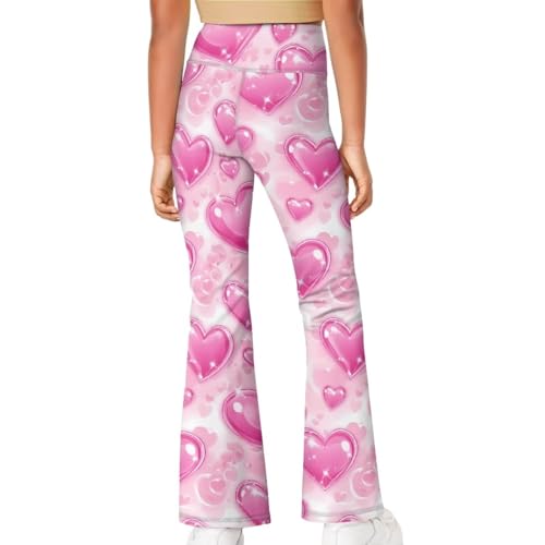 Valentines Flare Leggings for Girls 5-14 Full Length Tummy Control Bell Bottoms Slim Yoga Pants Bootcut2