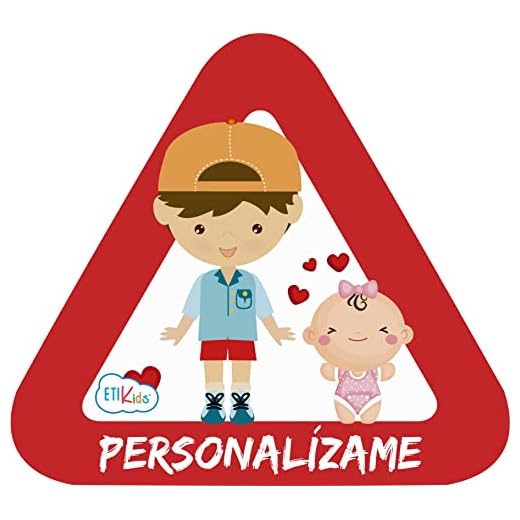 Pegatina Bebé a Bordo personalizable. Adhesivo vinilo para coche o moto. Sticker 15 x 13'7 cm.