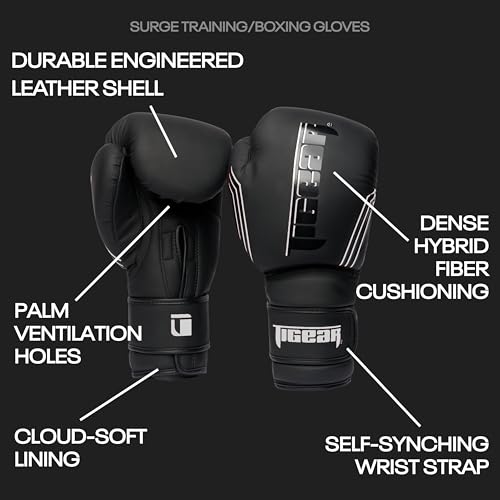 Image of Tigear Surge Pro Boxing Gloves for Men Women & Kids | Engineered Leather Muay Thai Gloves, MMA Gear, Kickboxing Heavy Bag Training and Sparring