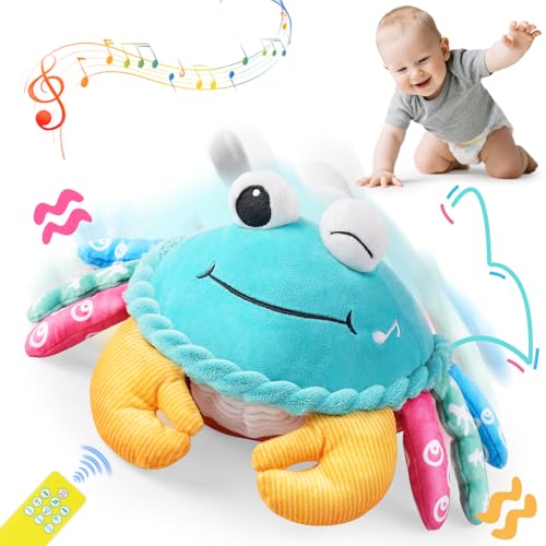 Image of BUMBELIN Baby Toys 12-18 Months, Musical Crawling Crab with Remote Control - Moving, Bouncing & Talking Plush Toy for Toddlers, Rechargeable Sensory Tummy Time Toy, Birthday Gifts for Boys & Girls