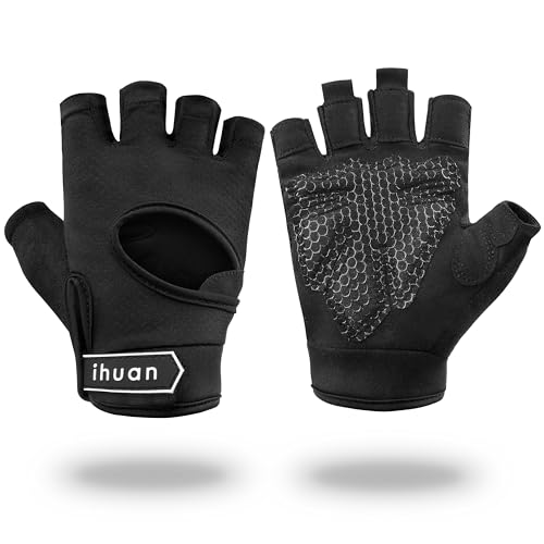 ihuan New Breathable Workout Gloves for Women & Men – No More Sweaty & Full Palm Protection Gym Exercise, Cycling, Fitness, Weightlifting, Pull-ups, Deadlifting, Rowing