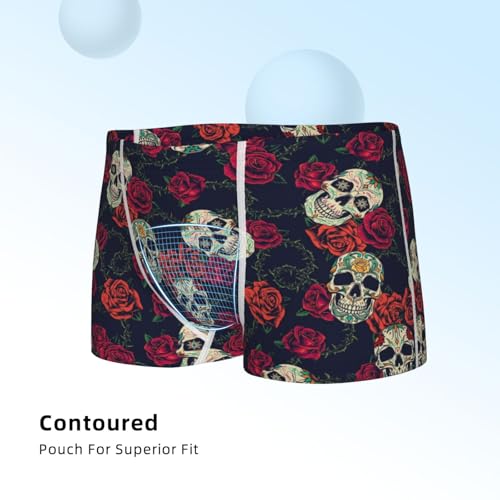 Boys' Cotton Boxer Brief Soft Underwear-Roses Skulls4