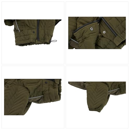 Warmer Hundemantel, doppellagige Hundeweste, Vier Beine bedeckt, Winddicht, wasserdicht, reflektierende warme Hundeweste, Outdoor-Schlittschuhkostüm für kleine, mittlere und große Hunde. Olive M