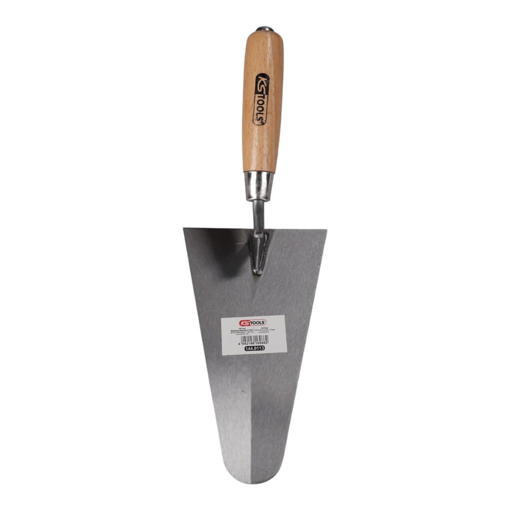 KS Tools 144.0113 Cazzuola per Stuccatura, 200 mm, Tondo, Impugnatura in Legno