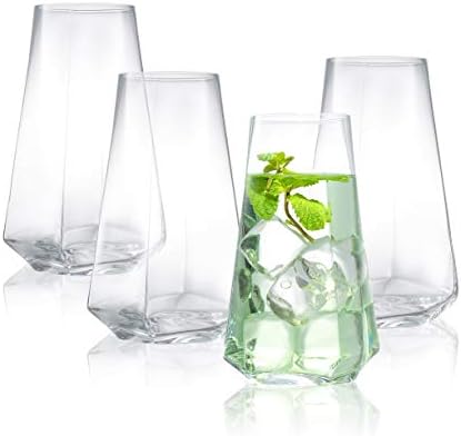JoyJolt Infiniti Highball Glasses Set of 4 – 18Oz Cocktail Glasses – Glassware Drinking Set – Premium Crystal Glass – Modern and Practical Design – Drinking Glasses for Water, Cocktail, Beer, Juice