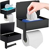 Rheme - Soporte para papel higiénico - Estantería y bandeja - Almacenamiento de Planchet - Soporte para rollos de inodoro - Adhesivo o de perforación - Acero inoxidable - Resistente al agua