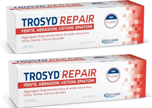 GIULIANI Trosyd Repair - Crema per Ferite, Ustioni, Abrasioni - Con Acido Ialuronico, Lisina, Tiamina, Cloruro di Sodio. Attività Cicatrizzante - 2 Confezioni da 25 g
