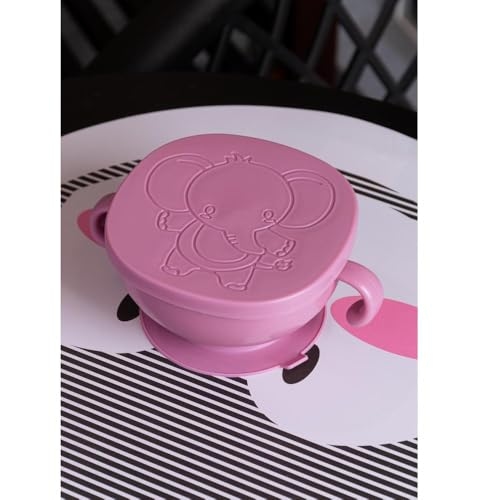LYOR - Bowl com Tampa e Ventosa Baby Elefante Rosa Plástico