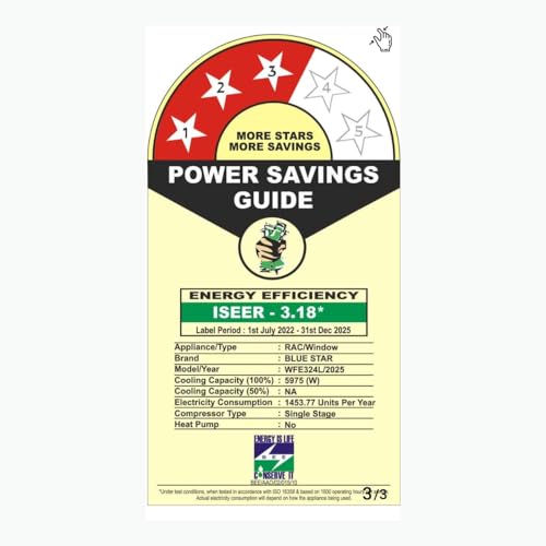 Image of Blue Star 2 Ton 3 Star Fixed Speed Window AC (Copper, Turbo Cool, Fan Modes-Auto /High /Medium /Low, Hydrophilic Blue Fins, Dust Filters, Self-Diagnosis, WFE324L, White)