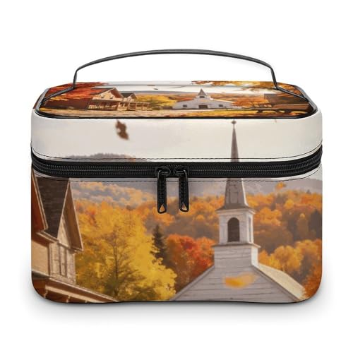 Bolsa de maquillaje con cremallera grande y compartimentos para viaje