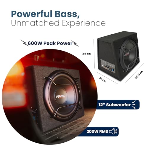 Caliber Subwoofer Aktiv Set für Auto - 12 Zoll Bassbox mit Verstärker 600W Spitzenleistung, 200W...
