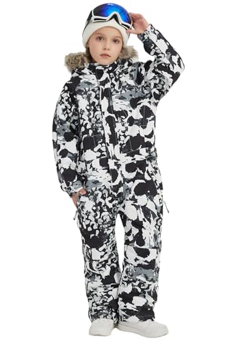 Image of Kids Girls Boys Waterproof Colorful One Piece Snowsuits Coveralls Ski Suits Jackets Winter Jumpsuits