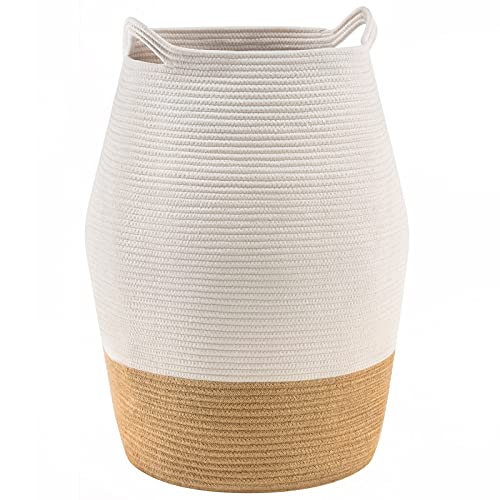Image of Cotton Rope Laundry Hamper by YOUDENOVA, 105L - Woven Collapsible Laundry Basket - Clothes Storage Basket for Blankets, Laundry Room Organizing, Bedroom Storage, Clothes Hamper – Brown