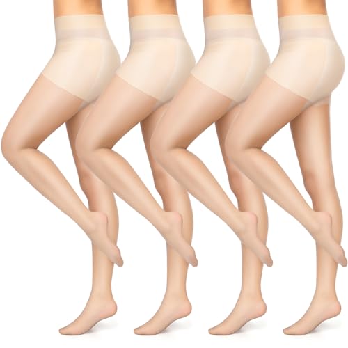 Mepase 4 Pairs Women Golf Sheer Tights UV Protection Stockings with Reinforced Toes Non Slip Sheers Tights Outdoors