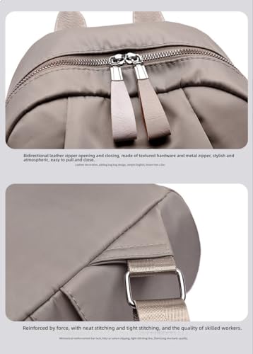 Fashionable bear ornament backpack, khaki Oxford fabric, multi-zipper design, simple and elegant (Black)2