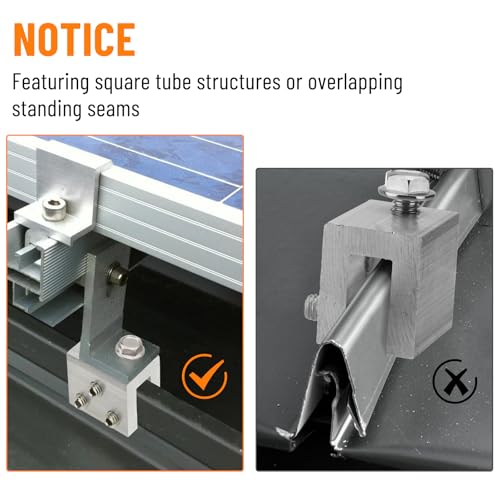 Image of 12PCS Standing Seam Roof Clamps | Metal Roof Fixing Clamp Brackets for Solar Panel Module Installation, Starlink Base, Heat Cable and Snow Guard Attachment
