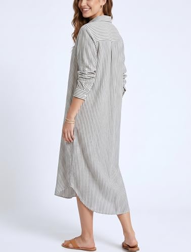 Image of Kuraki Women's Casual Print Button Front Maxi Shirt Dress