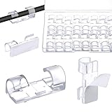 LXUEJIE 40 Pcs Clear Cable Clips, Adhesive Cable Clips Wire Holders Under Desk Electric Wires Cord Organizer with Cables Management Clip for Wall Car Ethernet Christmas LED Light Clip